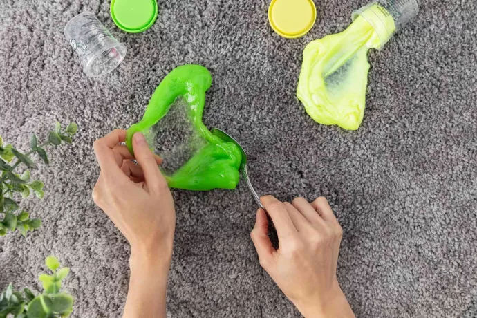 Scrape off Excess Slime from carpet